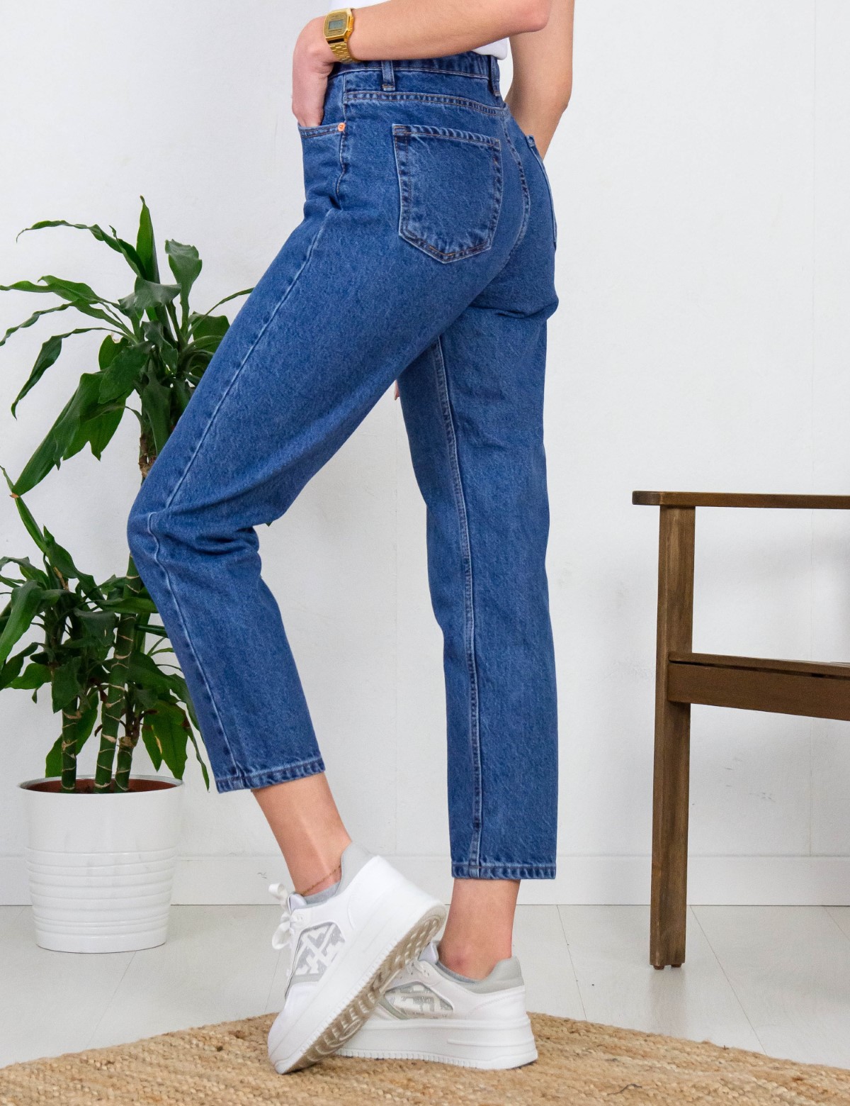 Γυναικείο μπλε τζιν παντελόνι Buggy Fit Plus Size ML141